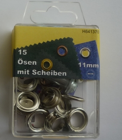 Ã–sen mit Scheiben 11-12mm (15 Stuck), Silber